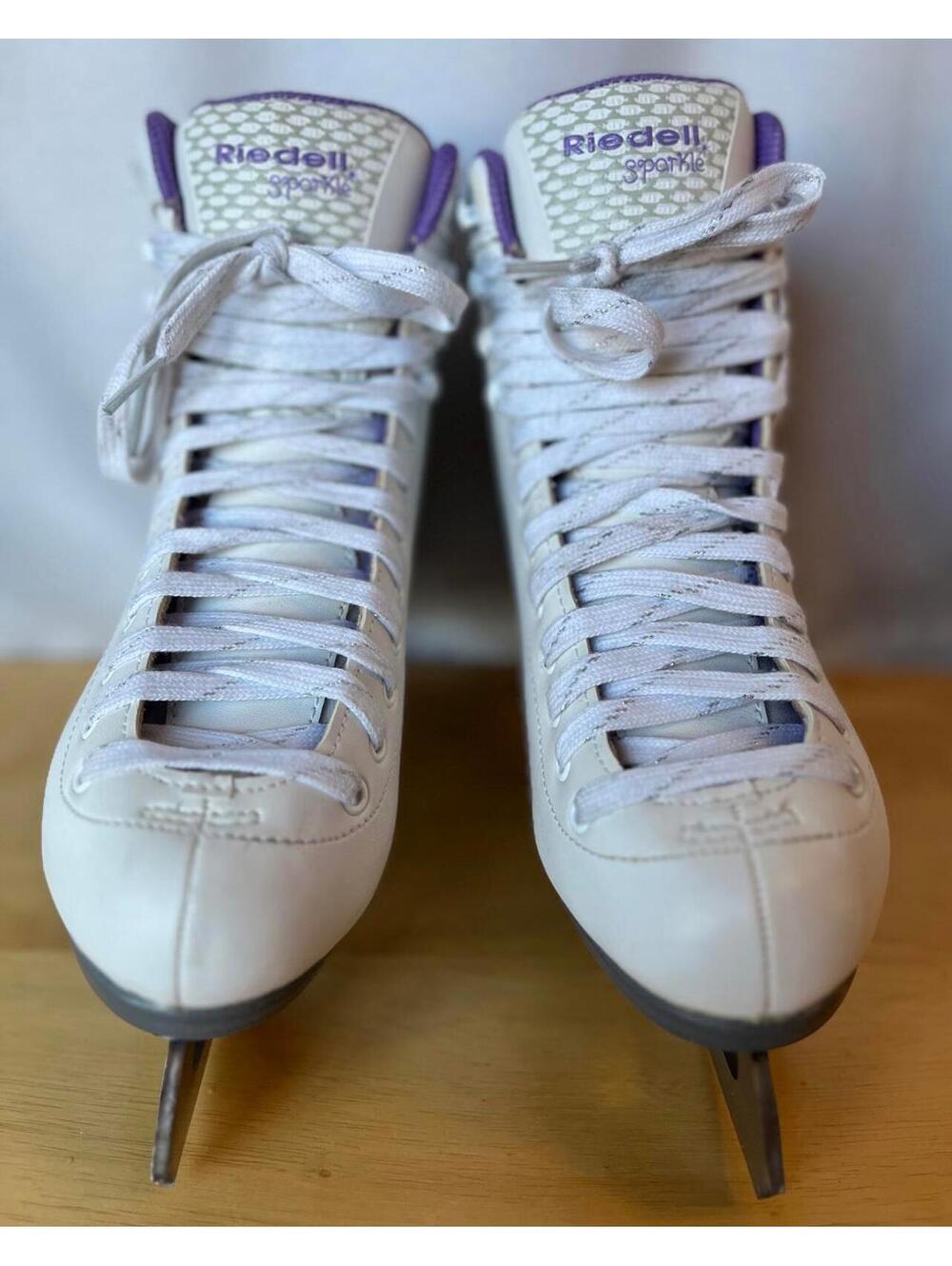 Riedell Sparkle Violet White and Purple Ice Skates Size 6